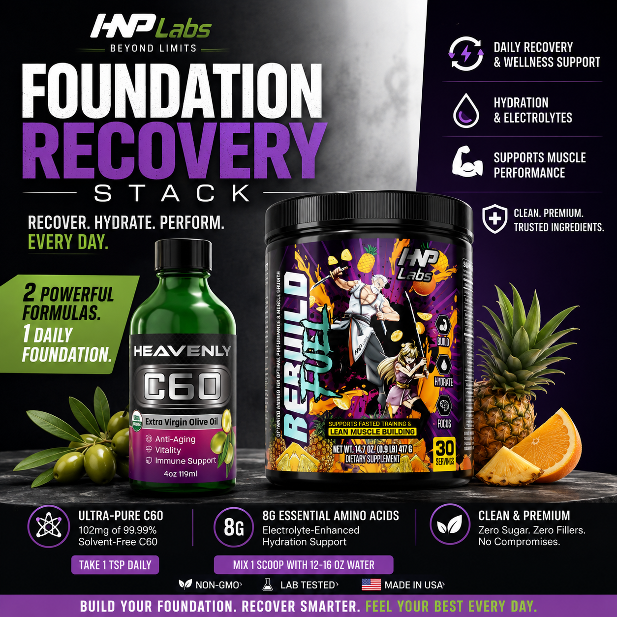 Foundation Recovery Stack – Daily Recovery, Hydration & Wellness Support